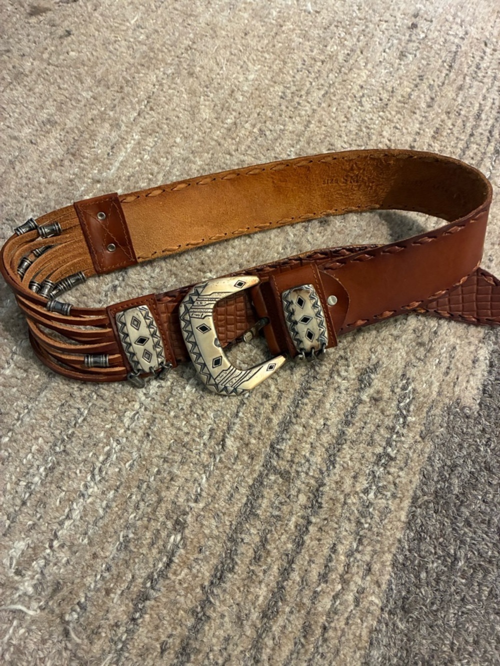 Vintage Western Brown Leather Belt | Silver Ornate Buckle Sz Small